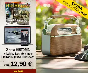 Digitaalinen Historia + Retrotyylinen FM-radio, jossa Bluetooth lehtitarjous