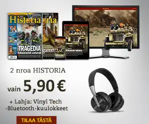 Tieteen Kuvalehti Historia -lehteä + Vinyl Tech -Bluetooth-kuulokkeet lehtitarjous